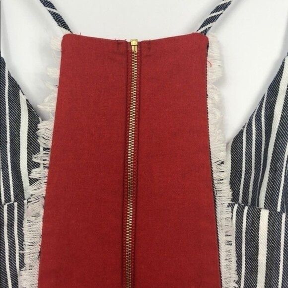 Once Was Striped Zipper Back Fringe Camisole Top (255) - Picture 6 of 9
